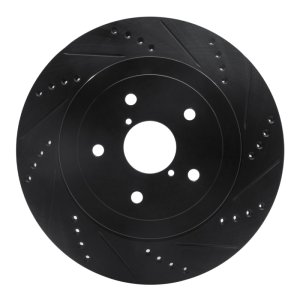 Subaru Impreza Brake Rotor (1) - Rear Right - R1 Concepts - Drilled & Slotted - Black - `05-`07
